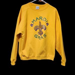 Men's yellow Mardi gras slip over sweatshirt crew neck